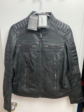 Real Leather Cafe Racer Moto Jacket - Black Lambskin